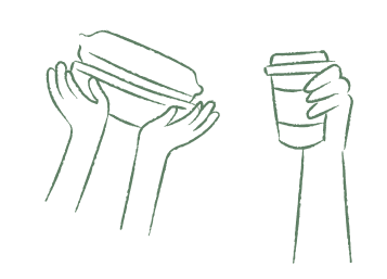 Image with hand holding containers for mobile devices