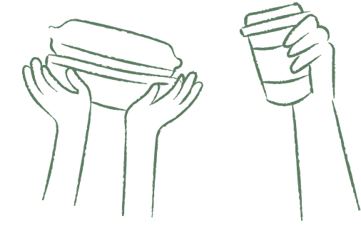 Image with hand holding containers
