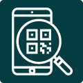 Dark icon with a mobile and qr-code